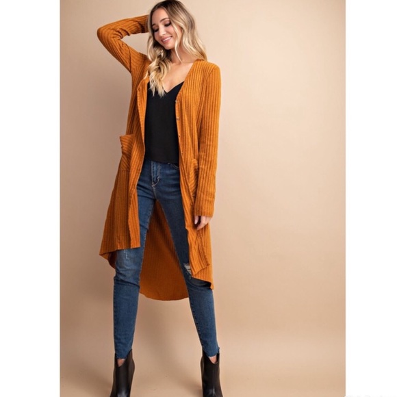 PUMPKIN SPICE POCKETS LONGLINE CARDIGAN - Picture 5 of 5